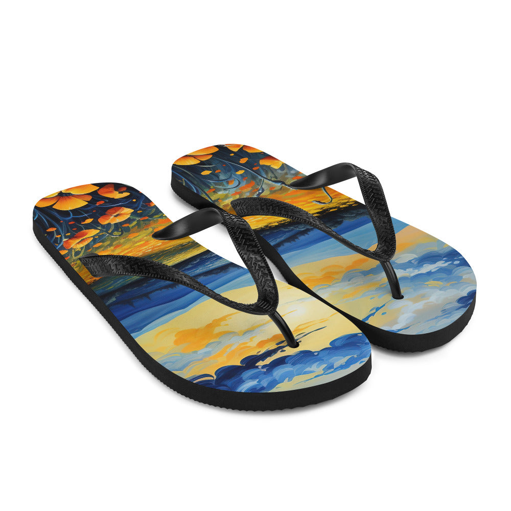 Berglandschaft mit schönen gelben Blumen - Landschaftsmalerei - Flip Flops berge xxx