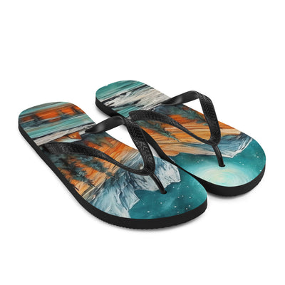 Berglandschaft und Zelte - Nachtstimmung - Landschaftsmalerei - Flip Flops camping xxx