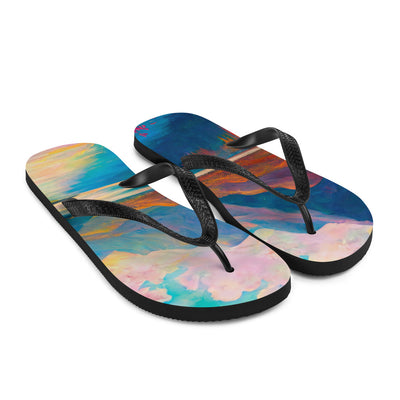 Berglandschaft und Bergsee - Farbige Ölmalerei - Flip Flops berge xxx