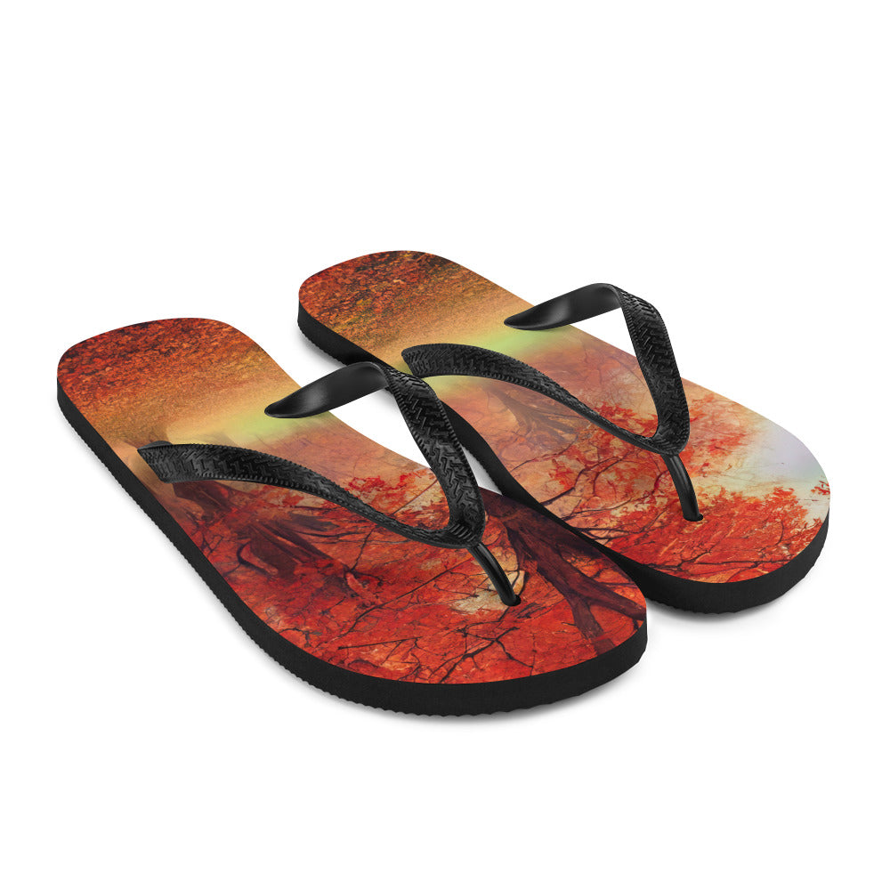 Wald im Herbst - Rote Herbstblätter - Flip Flops camping xxx