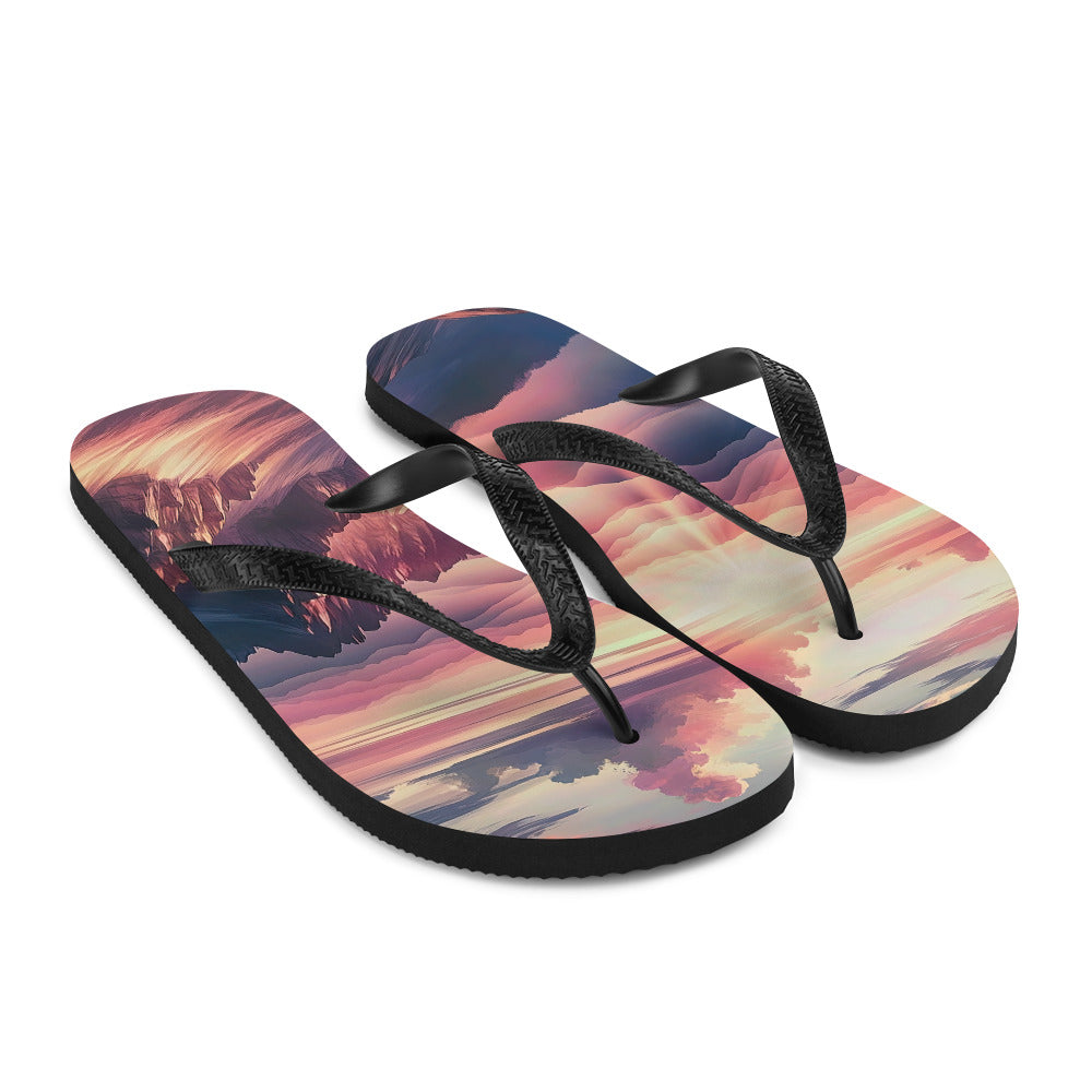 Schöne Berge bei Sonnenaufgang: Malerei in Pastelltönen - Flip Flops berge xxx yyy zzz