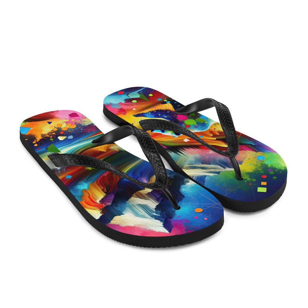 Neonfarbener Alpen Bär in abstrakten geometrischen Formen - Flip Flops camping xxx yyy zzz