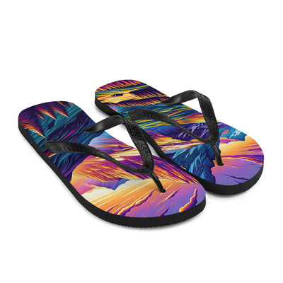 Bergpracht mit Schweizer Flagge: Farbenfrohe Illustration einer Berglandschaft - Flip Flops berge xxx yyy zzz