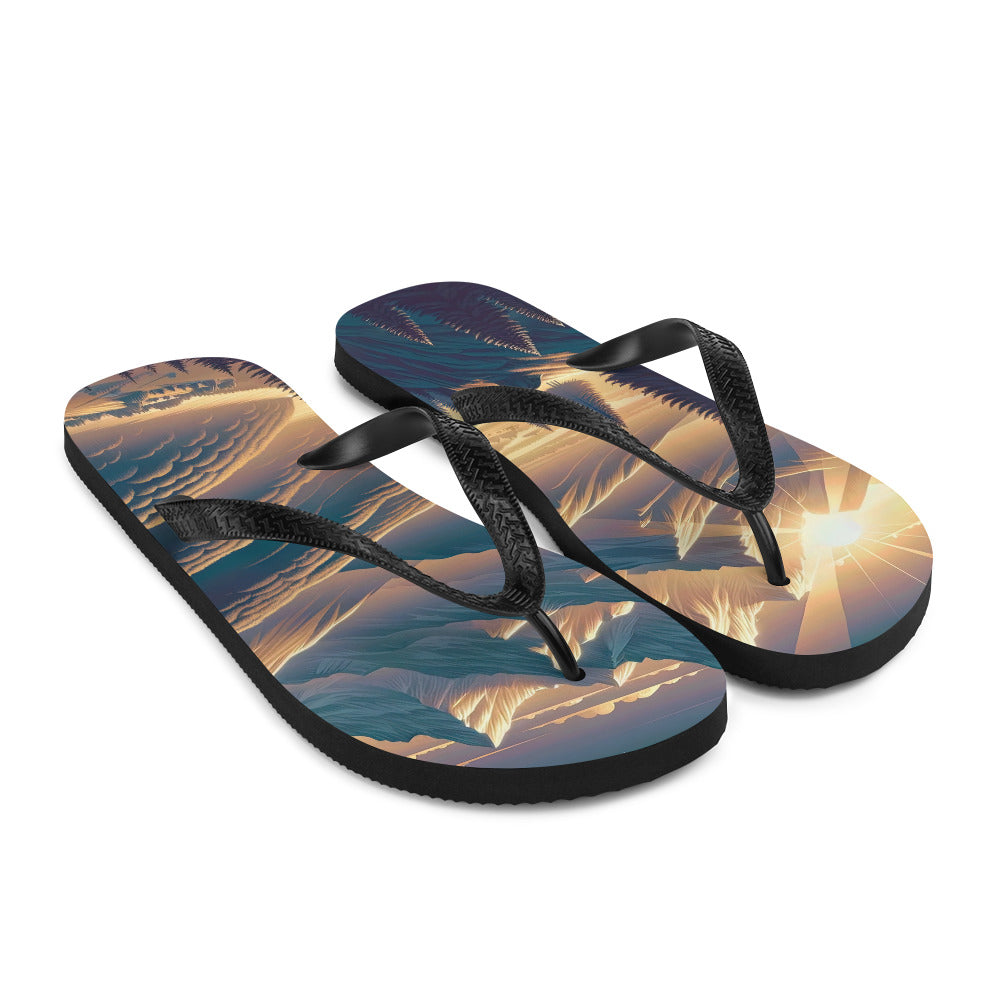 Alpen-Morgendämmerung, erste Sonnenstrahlen auf Schneegipfeln - Flip Flops berge xxx yyy zzz