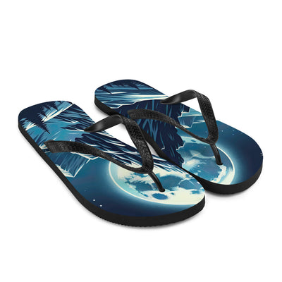 Mondnacht und Gipfelkreuz in den Alpen, glitzernde Schneegipfel - Flip Flops berge xxx yyy zzz