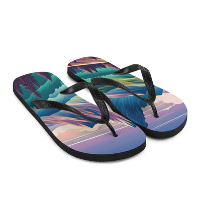 Harmonische Berglandschaft mit Schweizer Flagge auf Gipfel - Flip Flops berge xxx yyy zzz