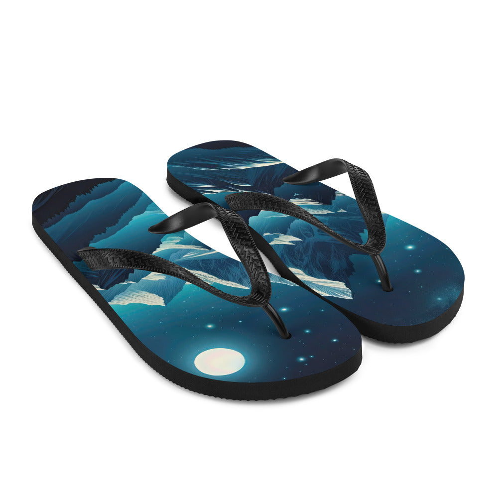 Sternenklare Nacht über den Alpen, Vollmondschein auf Schneegipfeln - Flip Flops berge xxx yyy zzz