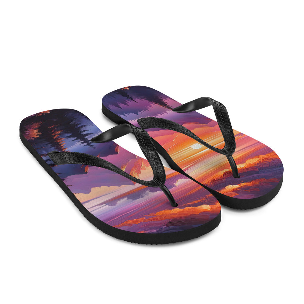 Ölgemälde der Alpenlandschaft im ätherischen Sonnenuntergang, himmlische Farbtöne - Flip Flops berge xxx yyy zzz