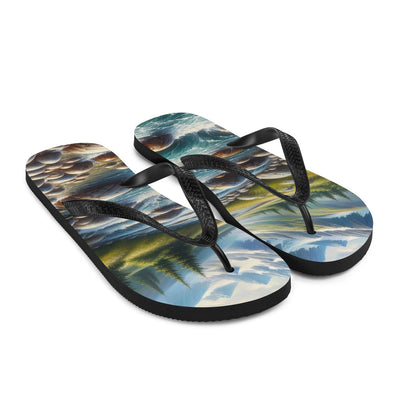 Ölgemälde eines Gebirgsbachs durch felsige Landschaft - Flip Flops berge xxx yyy zzz