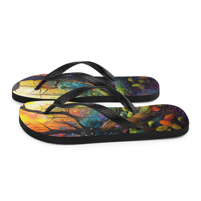 Wald und Wanderweg - Bunte, farbenfrohe Malerei - Flip Flops camping xxx