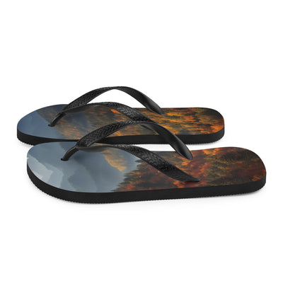 Berge, Wald und Nebel - Malerei - Flip Flops berge xxx