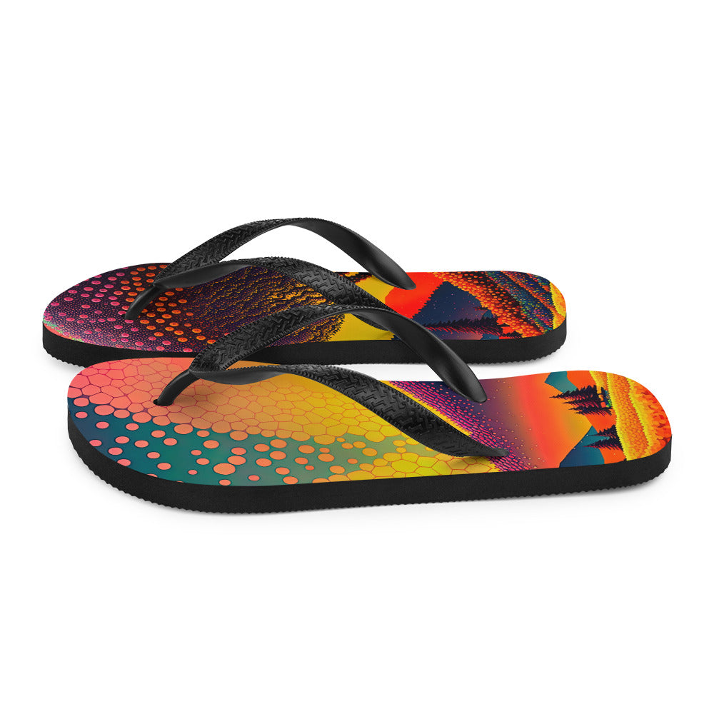 Berge und warme Farben - Punktkunst - Flip Flops berge xxx