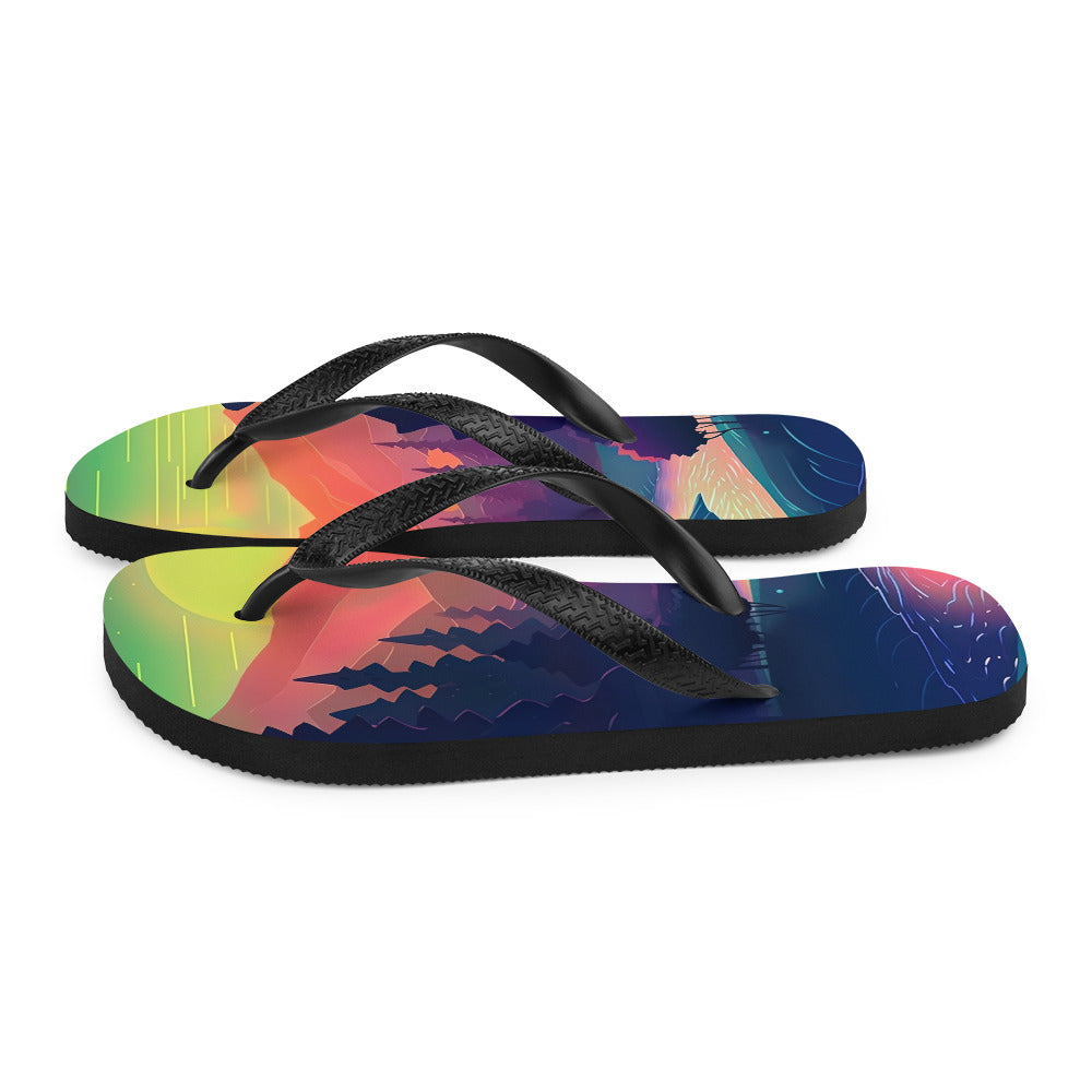 Berge, Fluss, Sonnenuntergang - Malerei - Flip Flops berge xxx