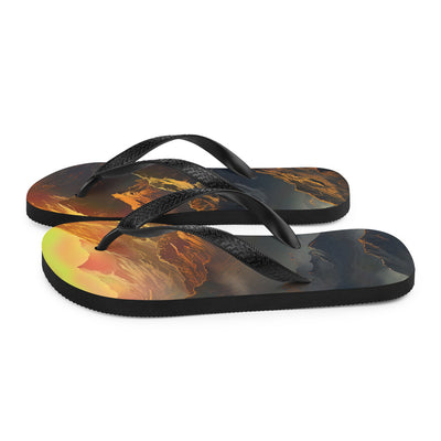 Wunderschöne Himalaya Gebirge im Nebel und Sonnenuntergang - Malerei - Flip Flops berge xxx