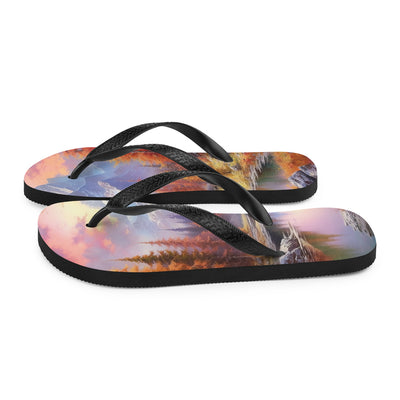 Landschaftsmalerei - Berge, Bäume, Bergsee und Herbstfarben - Flip Flops berge xxx