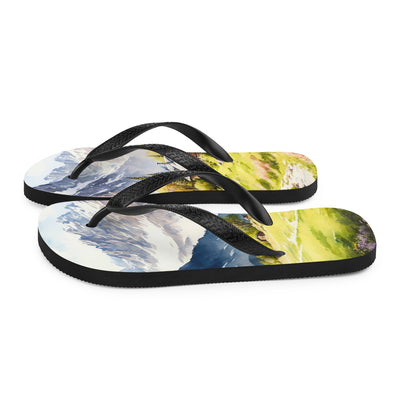 Epische Berge und Berghütte - Landschaftsmalerei - Flip Flops berge xxx