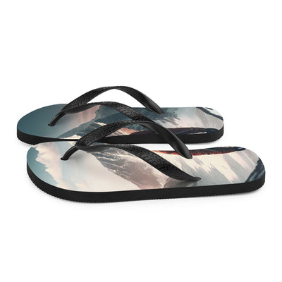 Wanderer von hinten vor einem Berg - Malerei - Flip Flops berge xxx