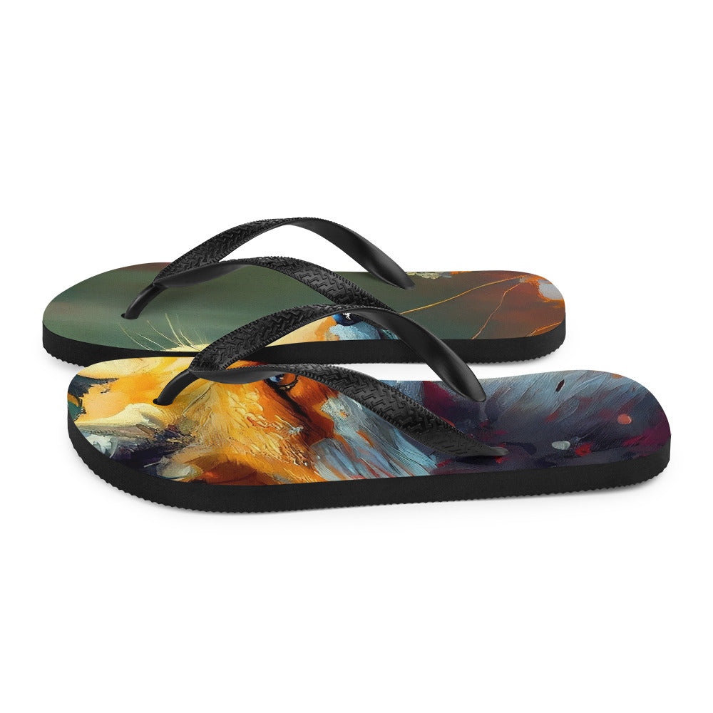 Fuchs - Ölmalerei - Schönes Kunstwerk - Flip Flops camping xxx