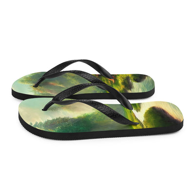 Bach im tropischen Wald - Landschaftsmalerei - Flip Flops camping xxx