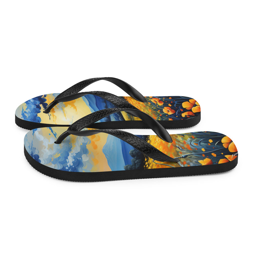 Berglandschaft mit schönen gelben Blumen - Landschaftsmalerei - Flip Flops berge xxx