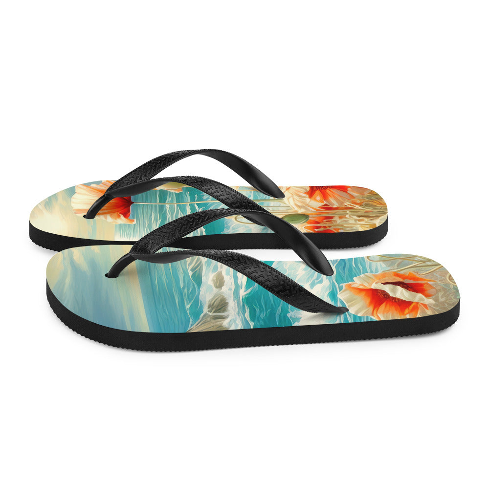 Blumen, Meer und Sonne - Malerei - Flip Flops camping xxx