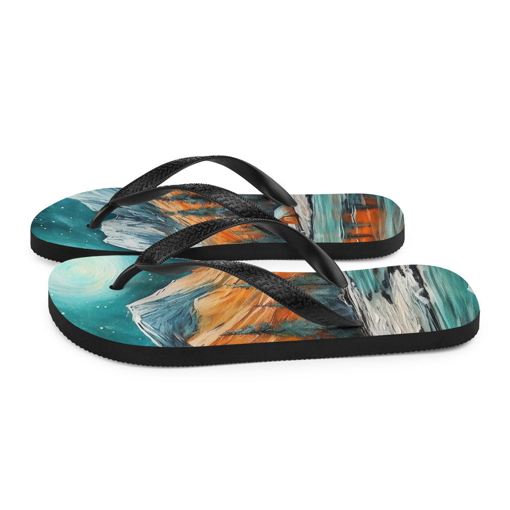 Berglandschaft und Zelte - Nachtstimmung - Landschaftsmalerei - Flip Flops camping xxx