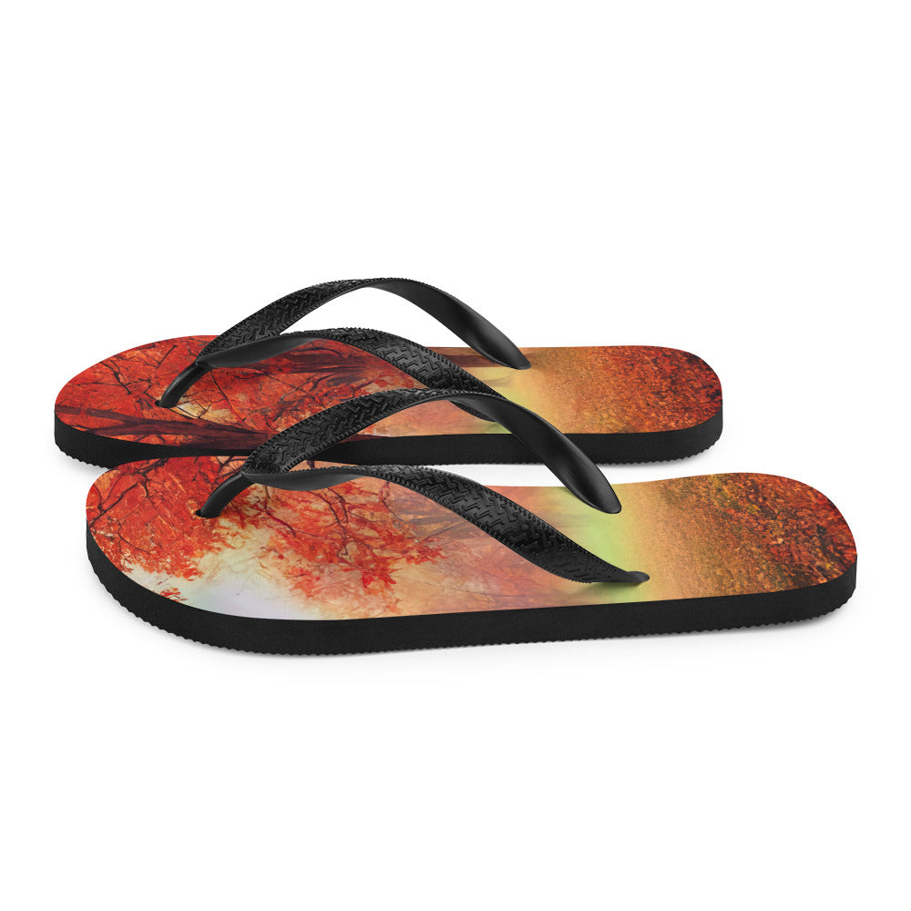 Wald im Herbst - Rote Herbstblätter - Flip Flops camping xxx