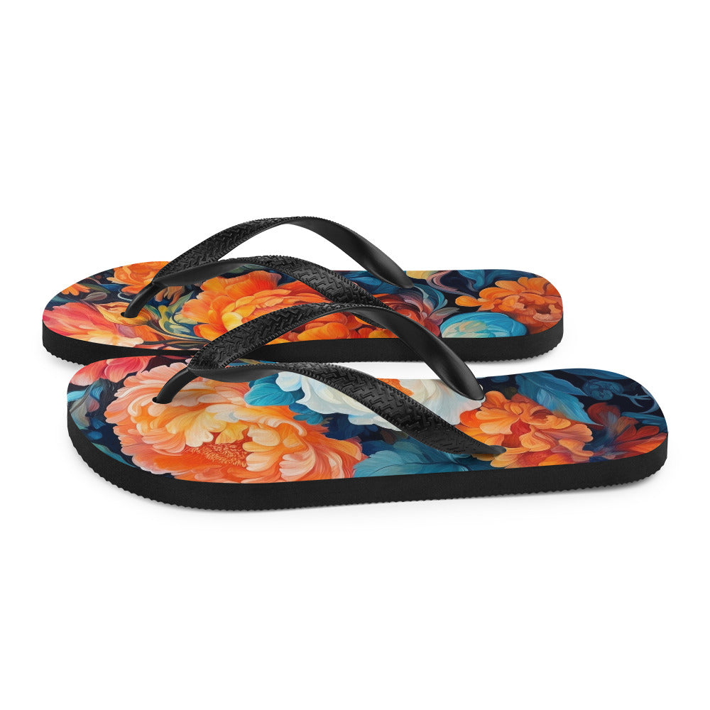 Bunte Blumen - Schöne Malerei - Flip Flops camping xxx