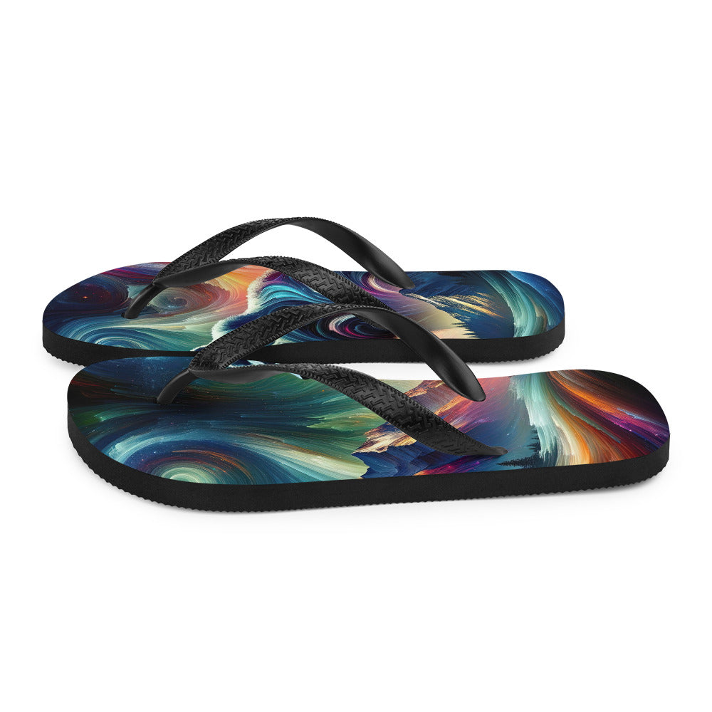 Abstrakte Kunst, die majestätischen Alpen mit Farben und komplizierten Mustern darstellt. Markante Bären Silhouette - Sublimation Flip camping xxx yyy zzz