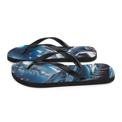 Sternennacht und Eisbär: Acrylgemälde mit Milchstraße, Alpen und schneebedeckte Gipfel - Flip Flops camping xxx yyy zzz