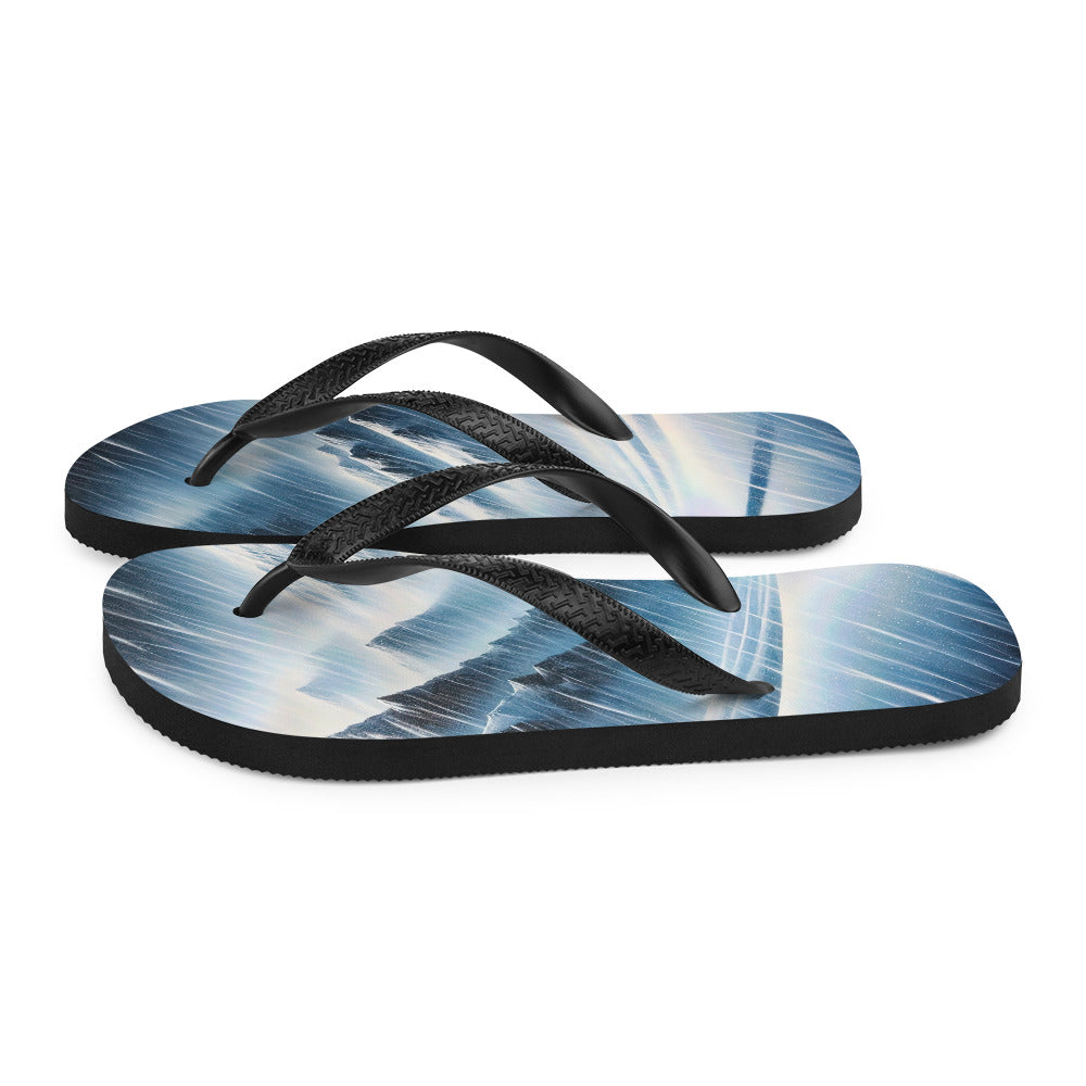 Wanderer und Bergsteiger im Schneesturm: Acrylgemälde der Alpen - Flip Flops wandern xxx yyy zzz