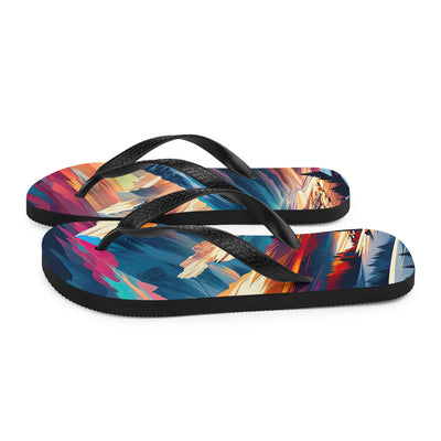 Moderne geometrische Alpen Kunst: Warmer Sonnenuntergangs Schein auf Schneegipfeln - Flip Flops berge xxx yyy zzz