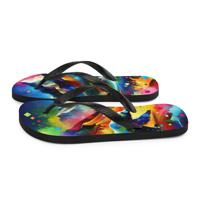 Neonfarbener Alpen Bär in abstrakten geometrischen Formen - Flip Flops camping xxx yyy zzz