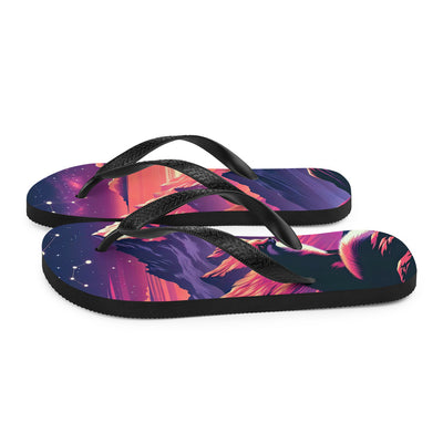 Fuchs im dramatischen Sonnenuntergang: Digitale Bergillustration in Abendfarben - Flip Flops camping xxx yyy zzz