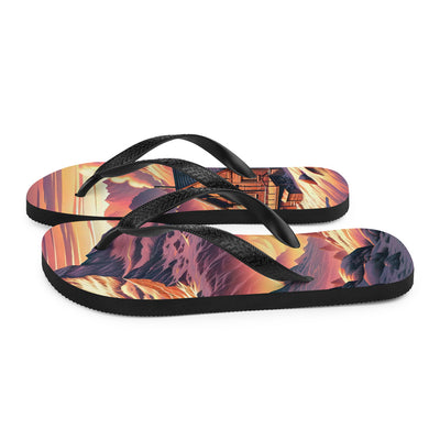 Berghütte im goldenen Sonnenuntergang: Digitale Alpenillustration - Flip Flops berge xxx yyy zzz