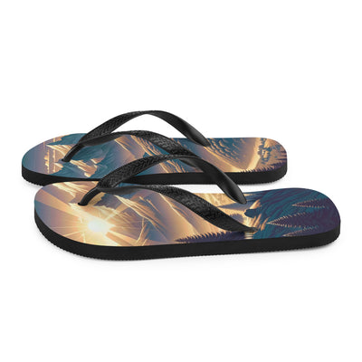 Alpen-Morgendämmerung, erste Sonnenstrahlen auf Schneegipfeln - Flip Flops berge xxx yyy zzz