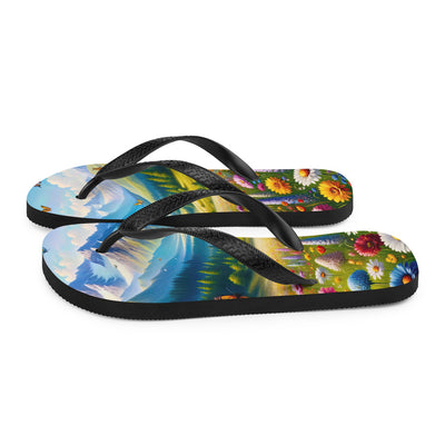 Ölgemälde einer ruhigen Almwiese, Oase mit bunter Wildblumenpracht - Flip Flops camping xxx yyy zzz