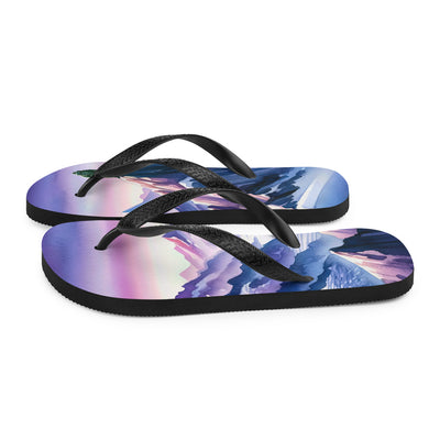 Aquarell eines Bergsteigers auf einem Alpengipfel in der Abenddämmerung - Flip Flops wandern xxx yyy zzz