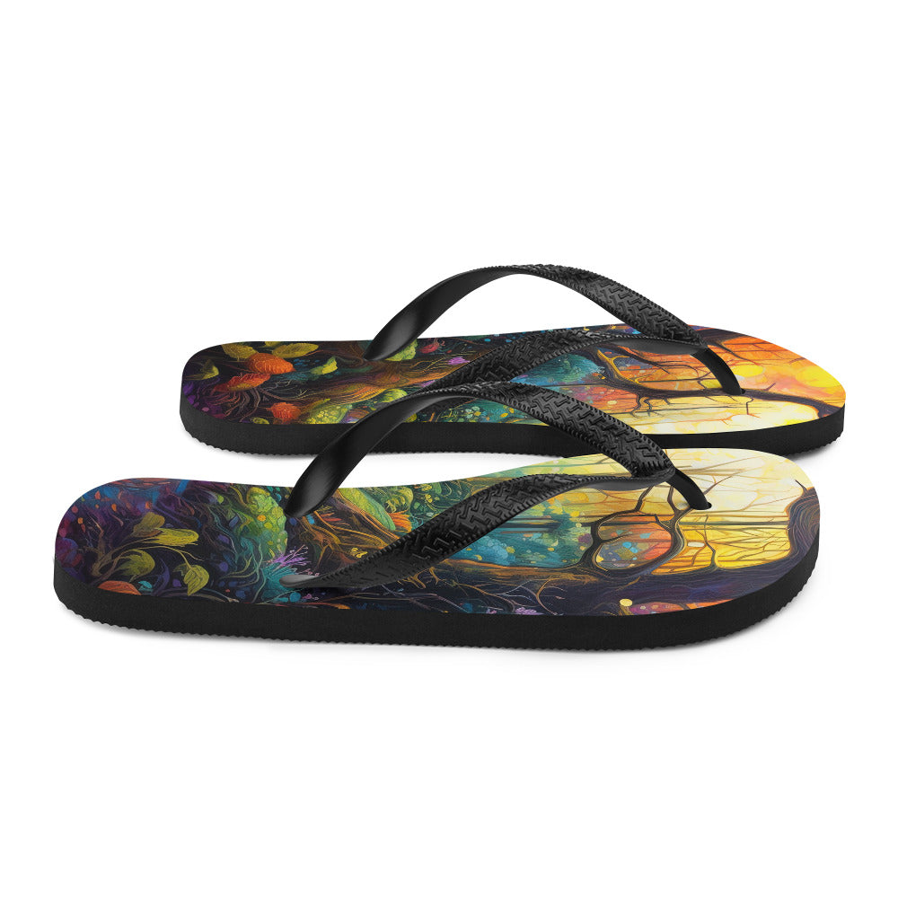 Wald und Wanderweg - Bunte, farbenfrohe Malerei - Flip Flops camping xxx