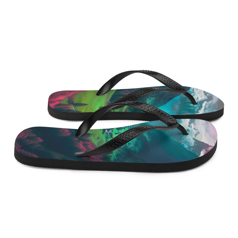 Berglandschaft und Dorf - Fotorealistische Malerei - Flip Flops berge xxx