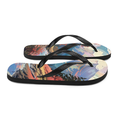 Berge. Fluss und Blumen - Malerei - Flip Flops berge xxx