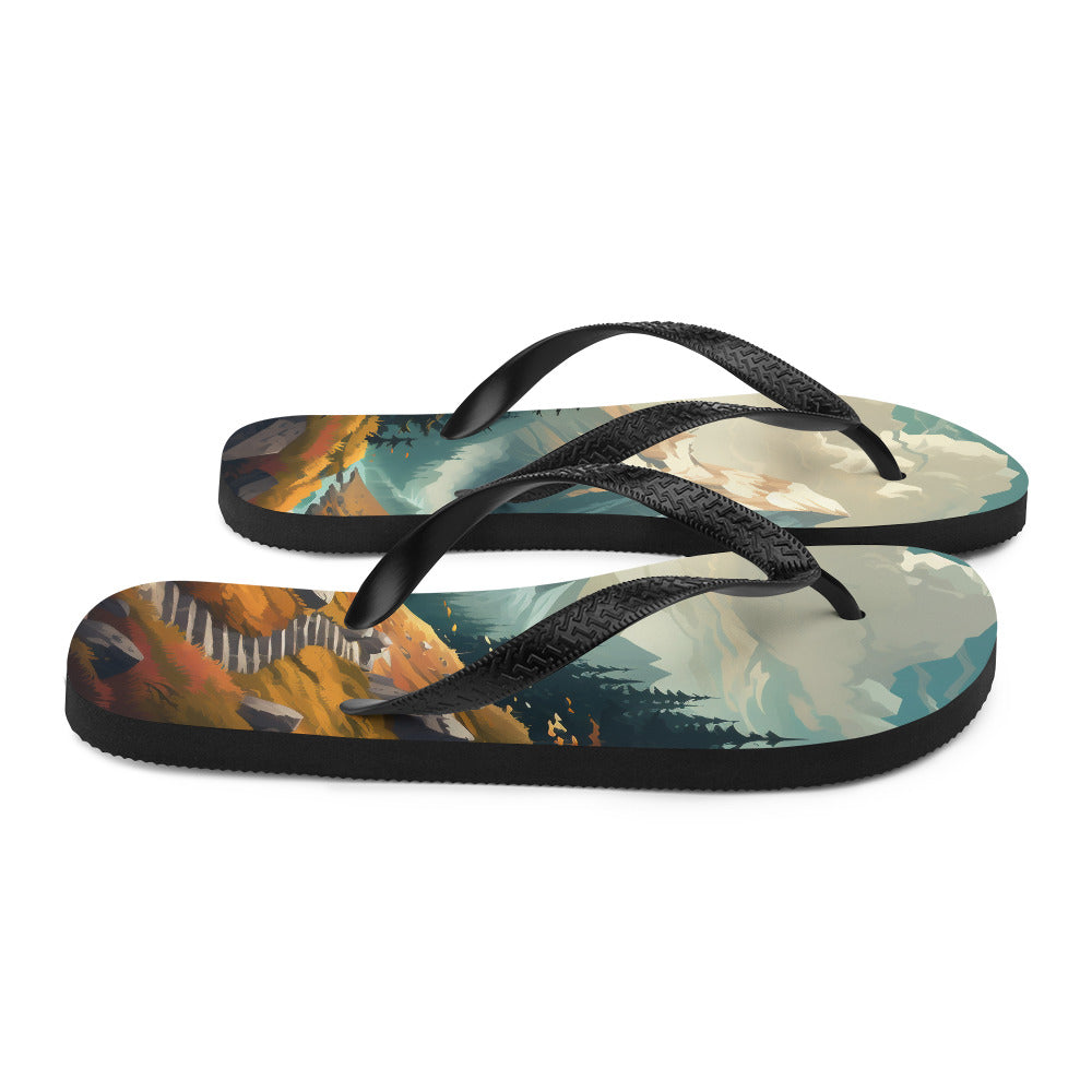 Berge, Wald und Wanderweg - Malerei - Flip Flops berge xxx