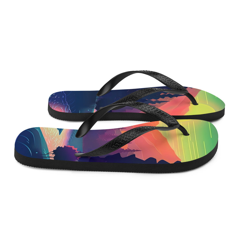 Berge, Fluss, Sonnenuntergang - Malerei - Flip Flops berge xxx