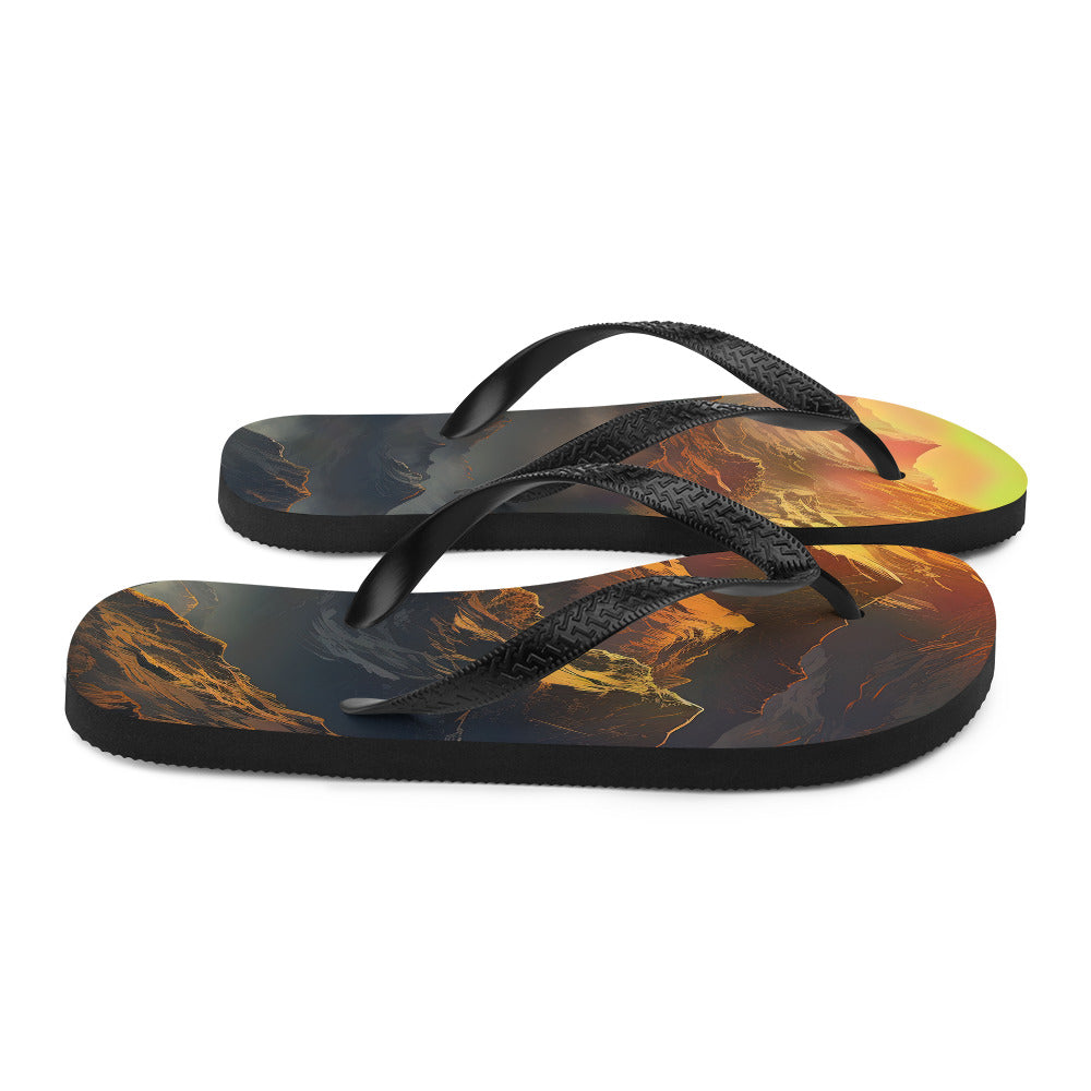 Wunderschöne Himalaya Gebirge im Nebel und Sonnenuntergang - Malerei - Flip Flops berge xxx