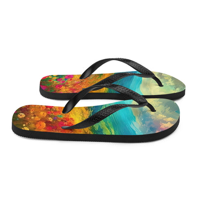 Berglandschaft und schöne farbige Blumen - Malerei - Flip Flops berge xxx