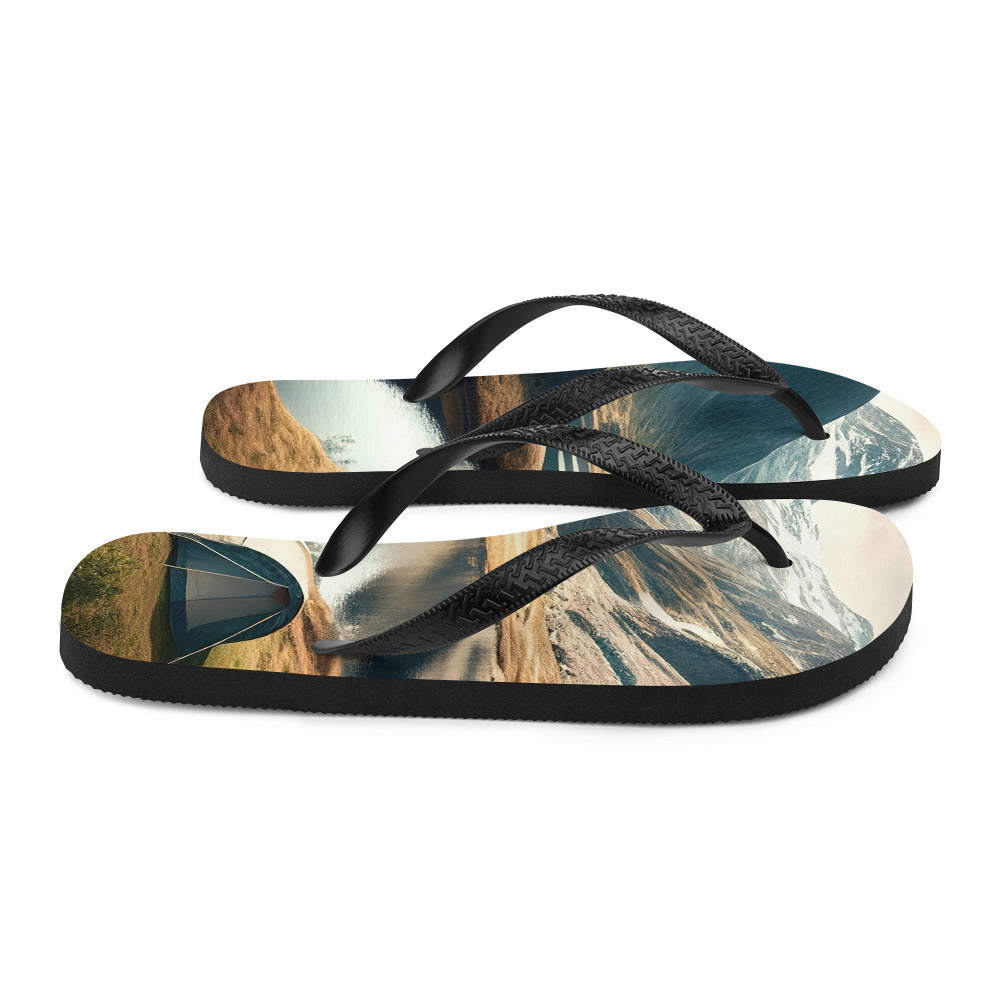 Zelt, Berge und Bergsee - Flip Flops camping xxx