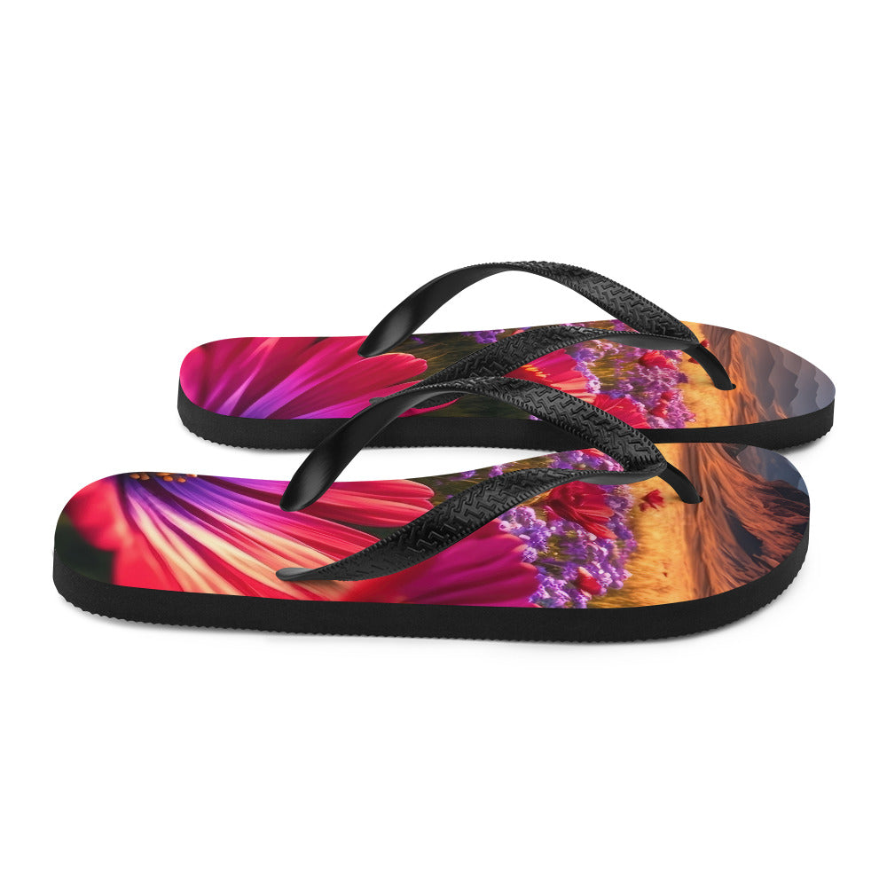 Wünderschöne Blumen und Berge im Hintergrund - Flip Flops berge xxx