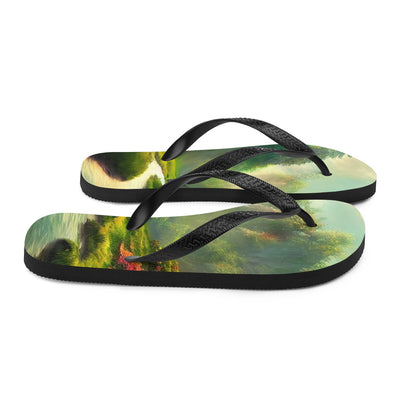 Bach im tropischen Wald - Landschaftsmalerei - Flip Flops camping xxx