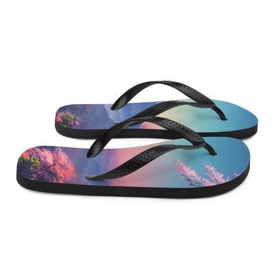 Berg und Wald mit pinken Bäumen - Landschaftsmalerei - Flip Flops berge xxx