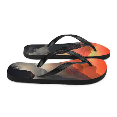 Gebirge, rote Farben und Nebel - Episches Kunstwerk - Flip Flops berge xxx